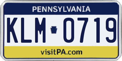 PA license plate KLM0719