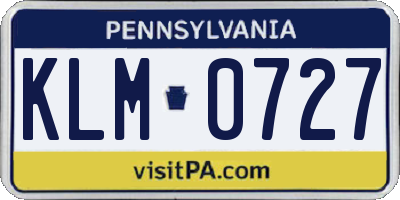 PA license plate KLM0727