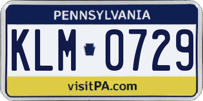 PA license plate KLM0729
