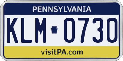 PA license plate KLM0730