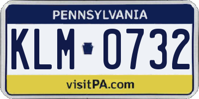 PA license plate KLM0732