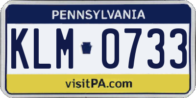 PA license plate KLM0733