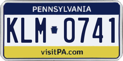 PA license plate KLM0741