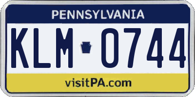 PA license plate KLM0744