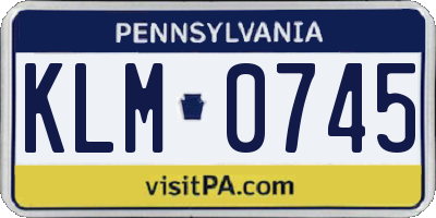 PA license plate KLM0745