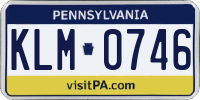 PA license plate KLM0746