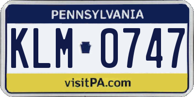 PA license plate KLM0747