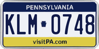 PA license plate KLM0748