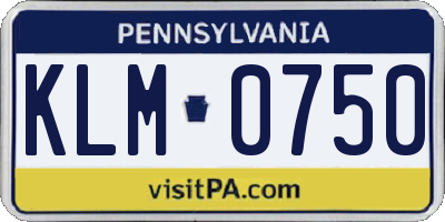 PA license plate KLM0750