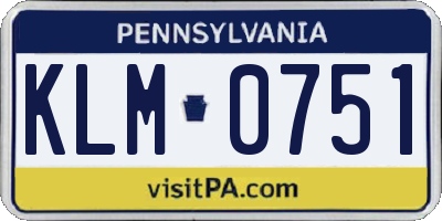 PA license plate KLM0751