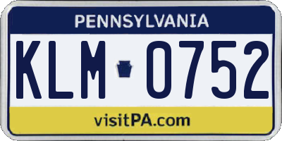 PA license plate KLM0752