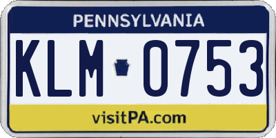 PA license plate KLM0753