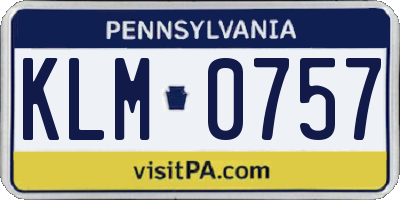 PA license plate KLM0757