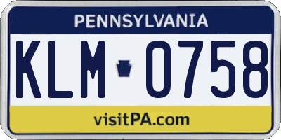 PA license plate KLM0758