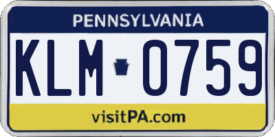 PA license plate KLM0759