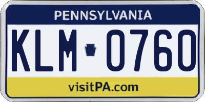 PA license plate KLM0760