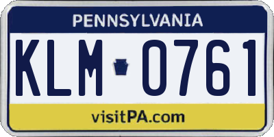 PA license plate KLM0761