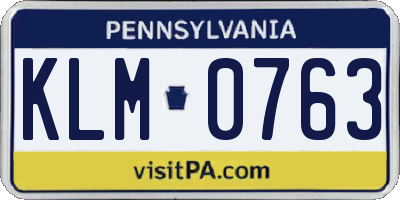 PA license plate KLM0763