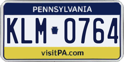 PA license plate KLM0764