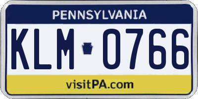 PA license plate KLM0766