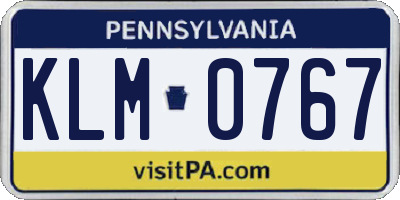 PA license plate KLM0767