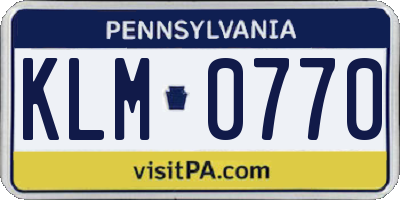 PA license plate KLM0770