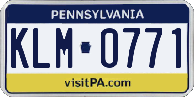 PA license plate KLM0771