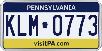 PA license plate KLM0773