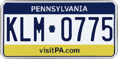PA license plate KLM0775