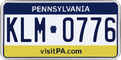 PA license plate KLM0776
