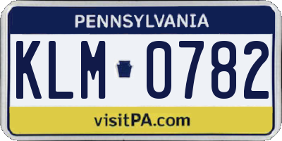 PA license plate KLM0782