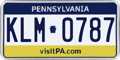 PA license plate KLM0787