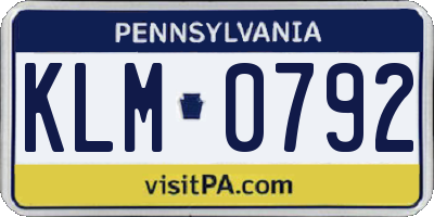 PA license plate KLM0792