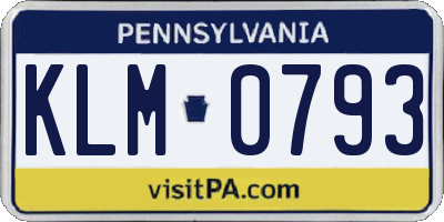 PA license plate KLM0793