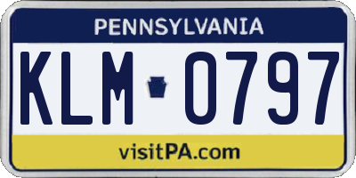 PA license plate KLM0797