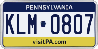 PA license plate KLM0807