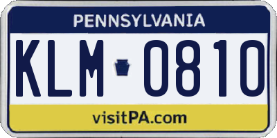 PA license plate KLM0810