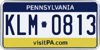 PA license plate KLM0813