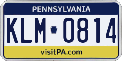PA license plate KLM0814