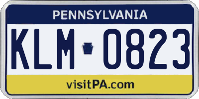 PA license plate KLM0823
