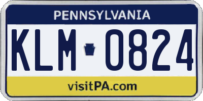 PA license plate KLM0824