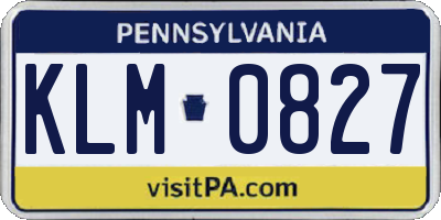 PA license plate KLM0827