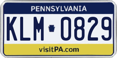 PA license plate KLM0829