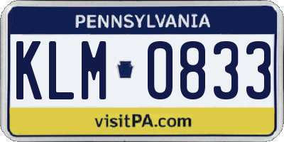 PA license plate KLM0833