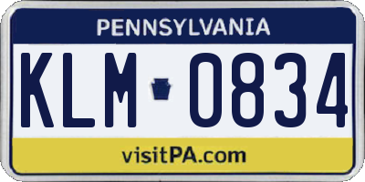 PA license plate KLM0834