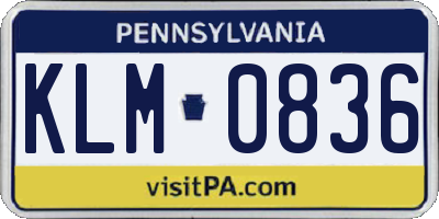 PA license plate KLM0836