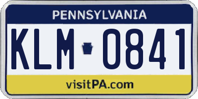 PA license plate KLM0841