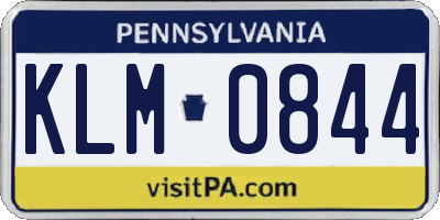 PA license plate KLM0844