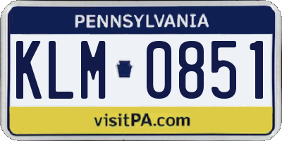 PA license plate KLM0851
