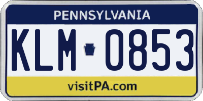 PA license plate KLM0853